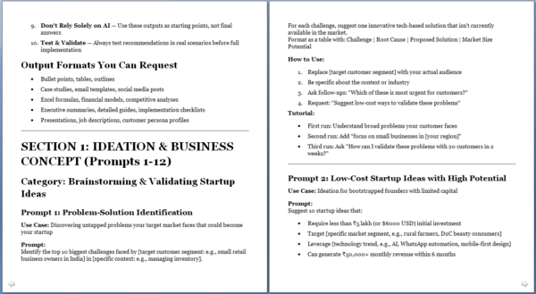100+ AI Prompts for Startups & MSME - Sample 2
