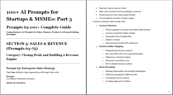 100+ AI Prompts for Startups & MSME - Sample 4