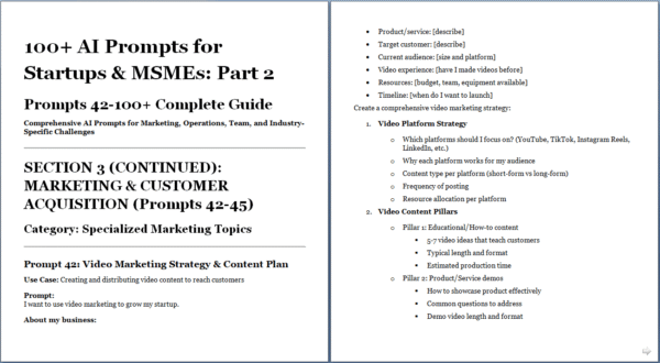 100+ AI Prompts for Startups & MSME - Sample 5
