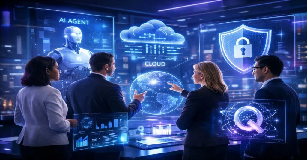 Autonomous AI agents managing marketing, finance, and operations workflows