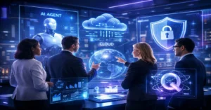 Autonomous AI agents managing marketing, finance, and operations workflows