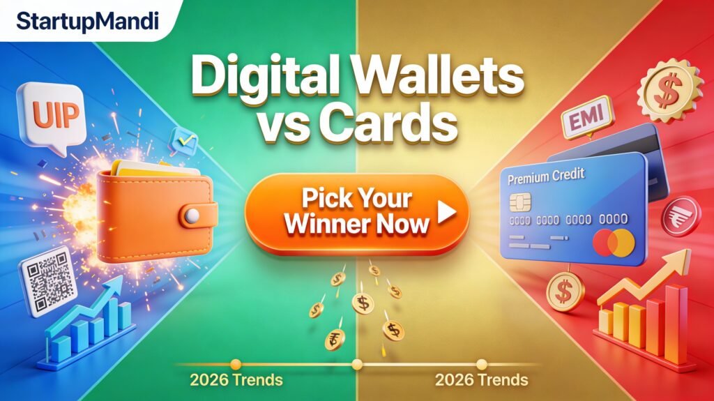 digital wallets vs cards comparison with UPI volume explosion, credit card value.