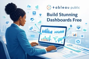 Tableau Public lets you create professional, interactive dashboards in minutes using a drag-and-drop interface—no coding required.