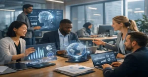 future workplace with AI collaboration and digital tools