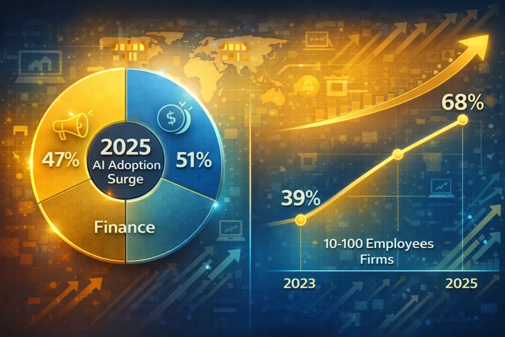 Charts showing small business AI adoption rates 2025-2026