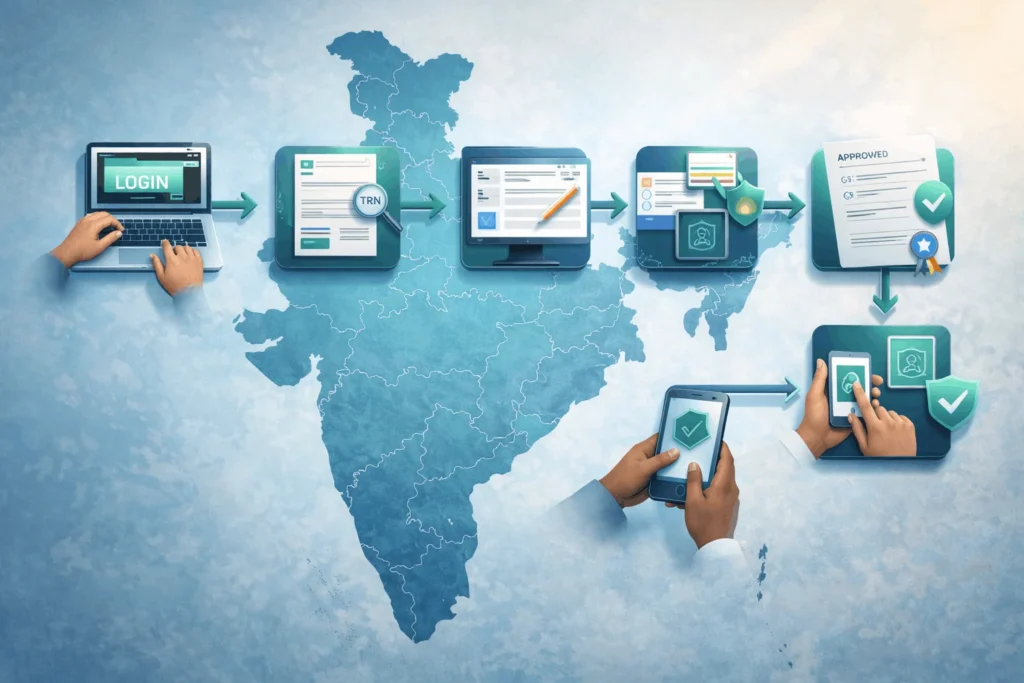 Step-by-step flowchart for online GST registration process in India