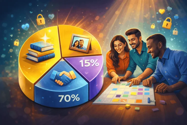 Pie chart visualizing 70/15/15 authority content strategy for social media trust