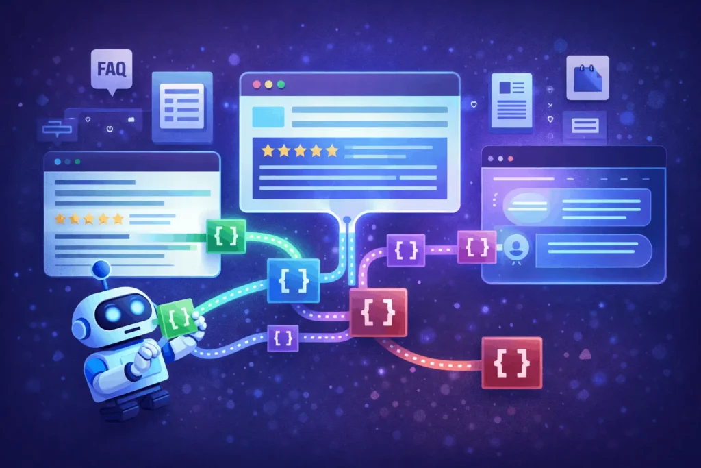 Structured data from a webpage powering rich results and AI-style answers