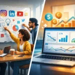 Visual overview of how organic and paid social media work together for startup growth.