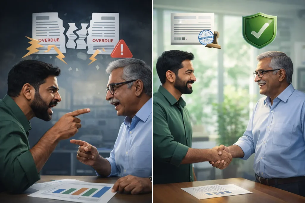 Split-screen comparing risks of an unregistered partnership with security of a registered firm.