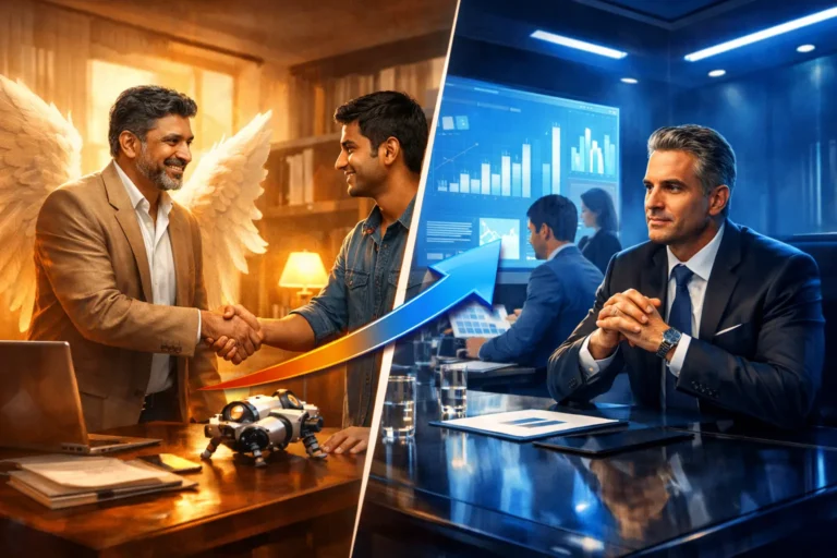 Angel investor vs venture capitalist comparison visual for early vs growth stage funding