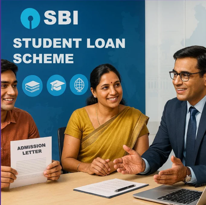 Indian student discussing SBI student education loan at bank desk