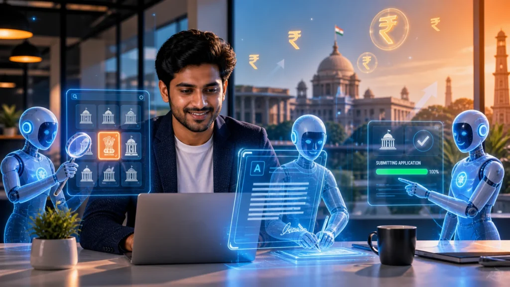 Indian startup founder using AI agents to automate government grant applications in 2026