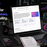 SEO strategist analyzing AI Overviews and search visibility on a laptop.