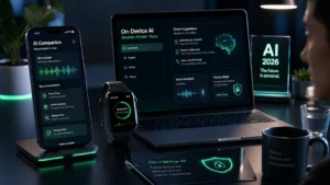 Devices showing personalized AI interfaces powered by on-device AI.