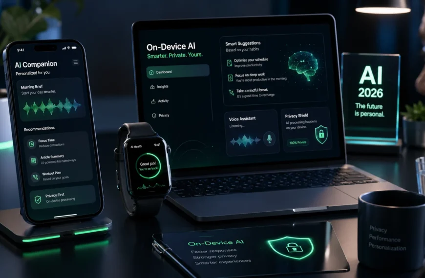 Devices showing personalized AI interfaces powered by on-device AI.