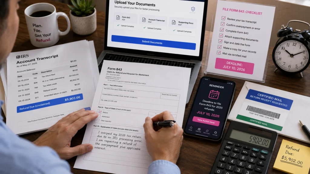 Step-by-step setup for filing a COVID-era IRS refund claim.
