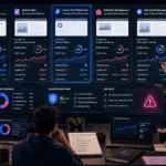 SEO professionals comparing different types of backlink submission sites on a digital dashboard.