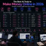 Freelancers comparing AI tools for writing, design, video, SEO, automation, and online income